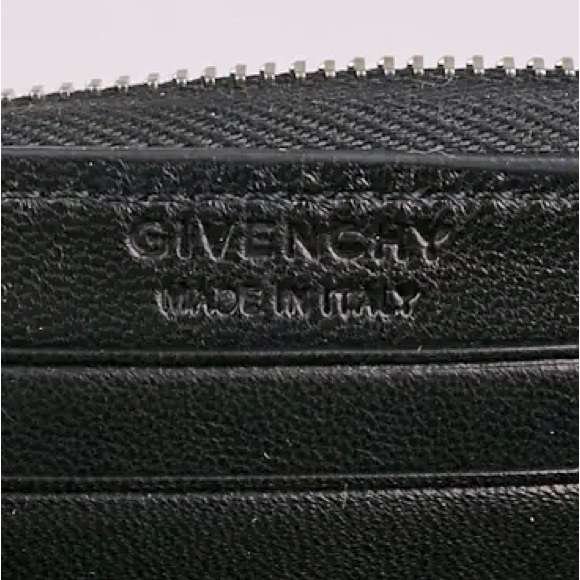 💯 Givenchy Black Lambskin Leather Shark Tooth Coin Purse Wallet - Unisex - Picture 4 of 10